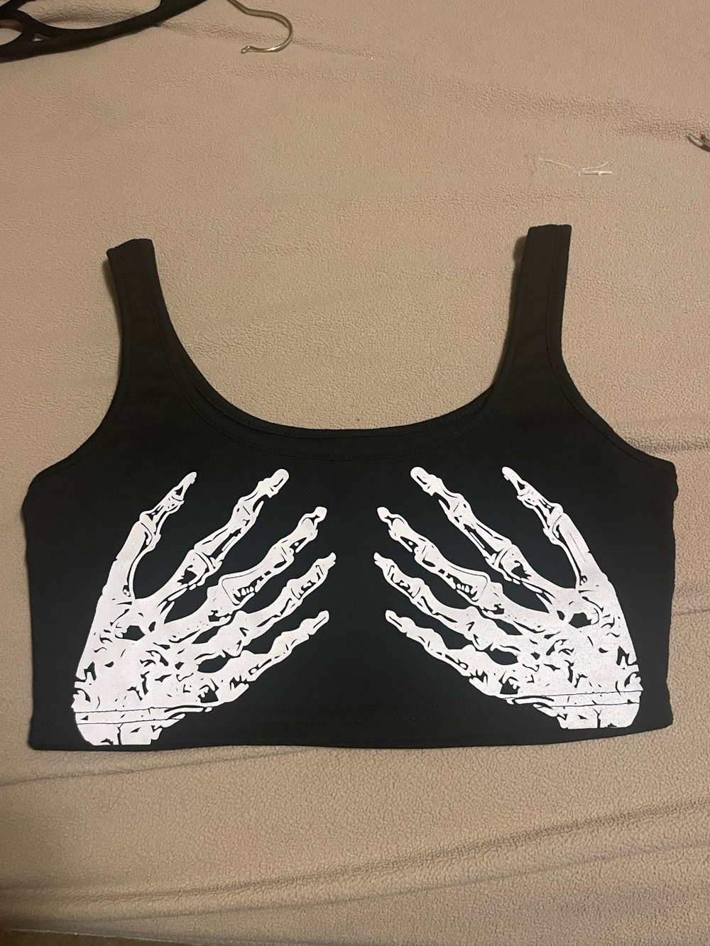 Black Top with White Care Tag and Logo 'M'